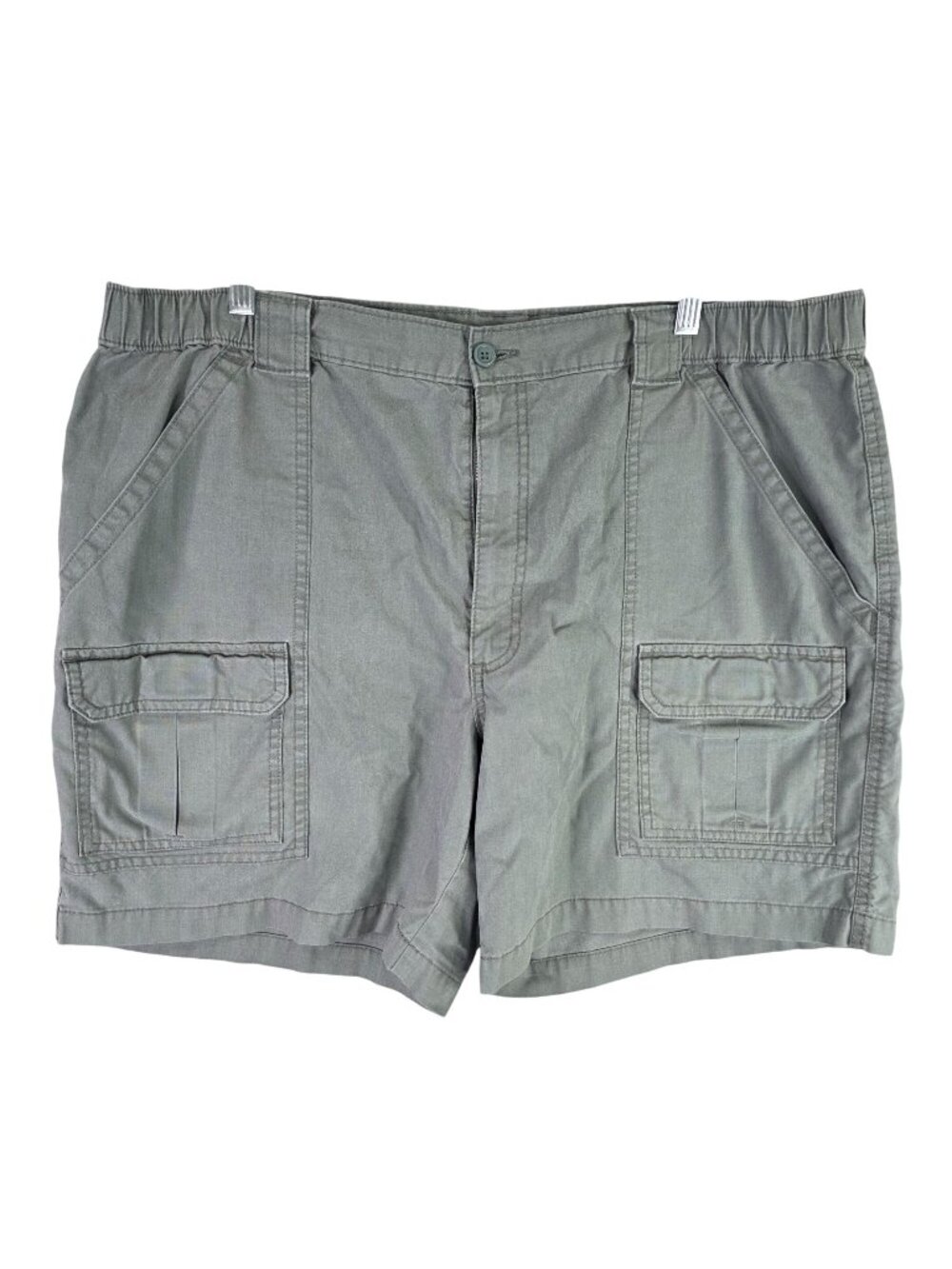 Mens Savane Green Cargo Shorts Elastic Waist Cotton Blend 8" Inseam Size 40
